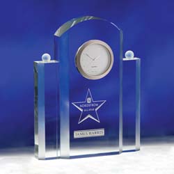 Silvertone Crystal Executive Clock | Personalized Corporate Gifts - UltimateCrystalAwards.com
