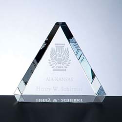Crystal Beveled Triangle Paperweight | Personalized Corporate Gifts - UltimateCrystalAwards.com