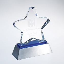 Crystal Blue Twinkle Star Award - UltimateCrystalAwards.com