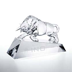 Crystal Optimistic Bull Award - UltimateCrystalAwards.com