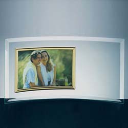 Curved Glass Horizontal Photo Frame - UltimateCrystalAwards.com