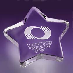 Friendly Glass Star Paperweight | Personalized Corporate Gifts - UltimateCrystalAwards.com