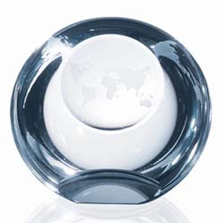 Crystal Globe Dome Paperweight | Personalized Corporate Gifts - UltimateCrystalAwards.com