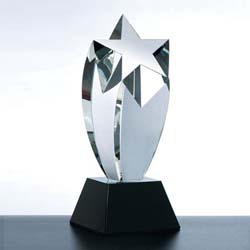 Crystal Rising Star Award (Black Crystal Slant Base)
