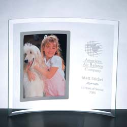 Curved Glass Vertical Silver Photo Frame - UltimateCrystalAwards.com