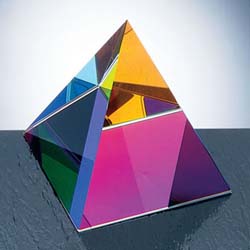 Pyramid Color Crystal Paperweight | Personalized Corporate Gifts - UltimateCrystalAwards.com