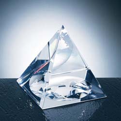 Pyramid Crystal Globe Paperweight | Personalized Corporate Gifts - UltimateCrystalAwards.com